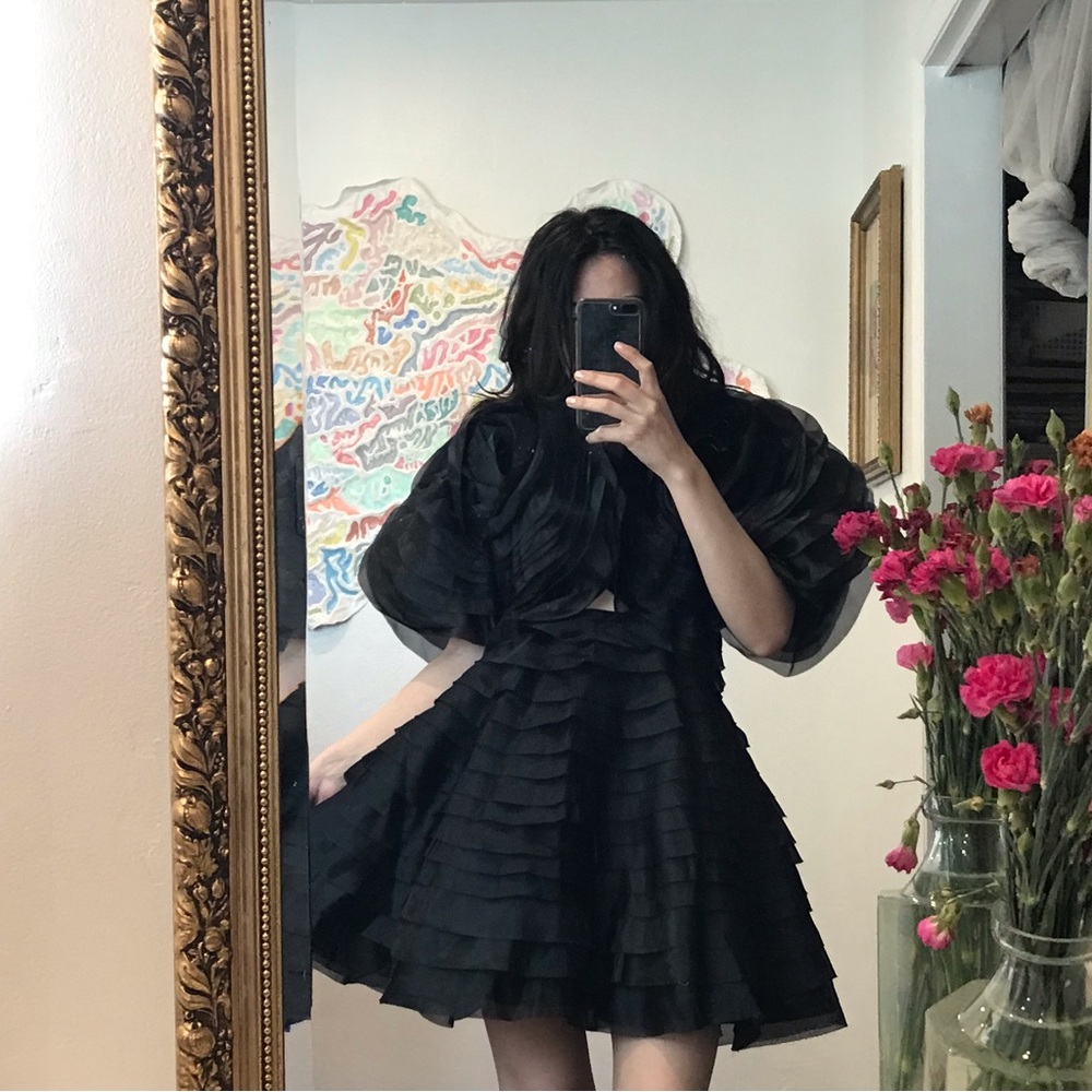 Aje Ruffle Black Dress